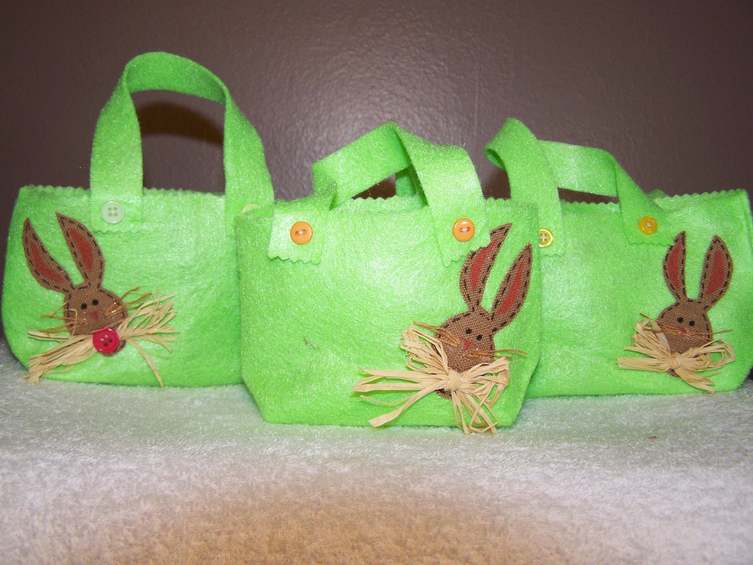 FELT EASTER BASKET Tote with Appliqued Linen Bunny