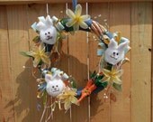 EASTER BUNNY LILY Wreath Holidays Decorations Wall Door Decor Carrots