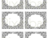 Happy Weekend Printable Gray Damask Tags/ Stickers/ Labels No.1 Grey