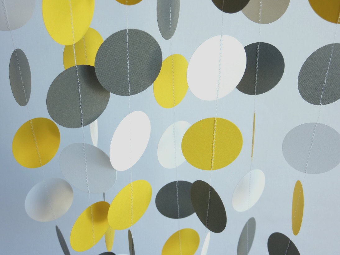 Yellow - Gray - White Paper Garland, Wedding, Bridal Shower, Birthday, Baby Shower, Nursery