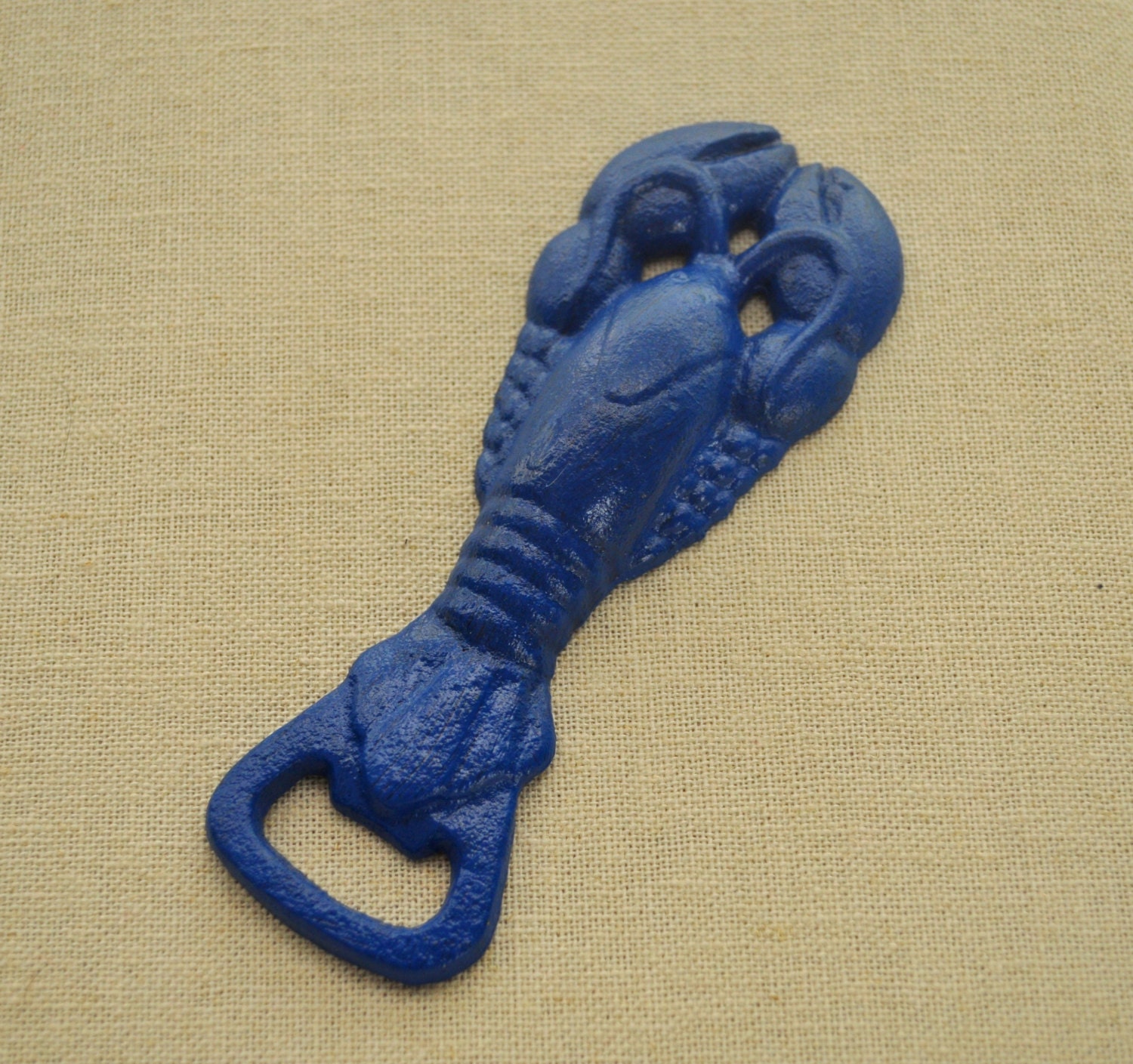 Vibrant Blue Cast Iron Lobster Bottle Opener - Summer Beach Pool Fun