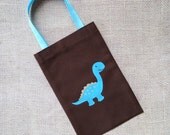 Dinosaur Favor Bags : Set of 6 Blue Dinosaur Goodie Bags