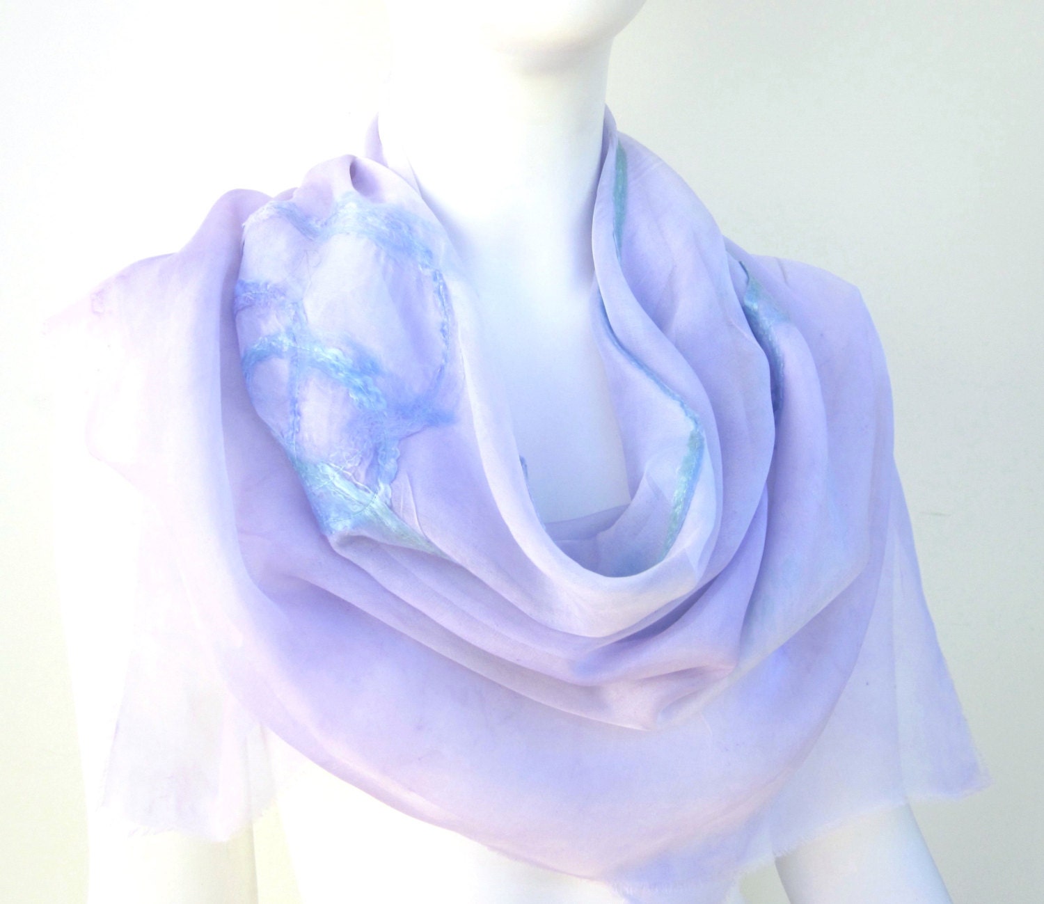 Silk Scarf Wrap Nuno Felted Mauve Spring Rose