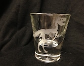 Tyrannosaurus rex TREX Skeleton Dinosaur Dino Etched Shot Glass bones