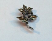 Vintage Marcasite Flower Brooch Pin