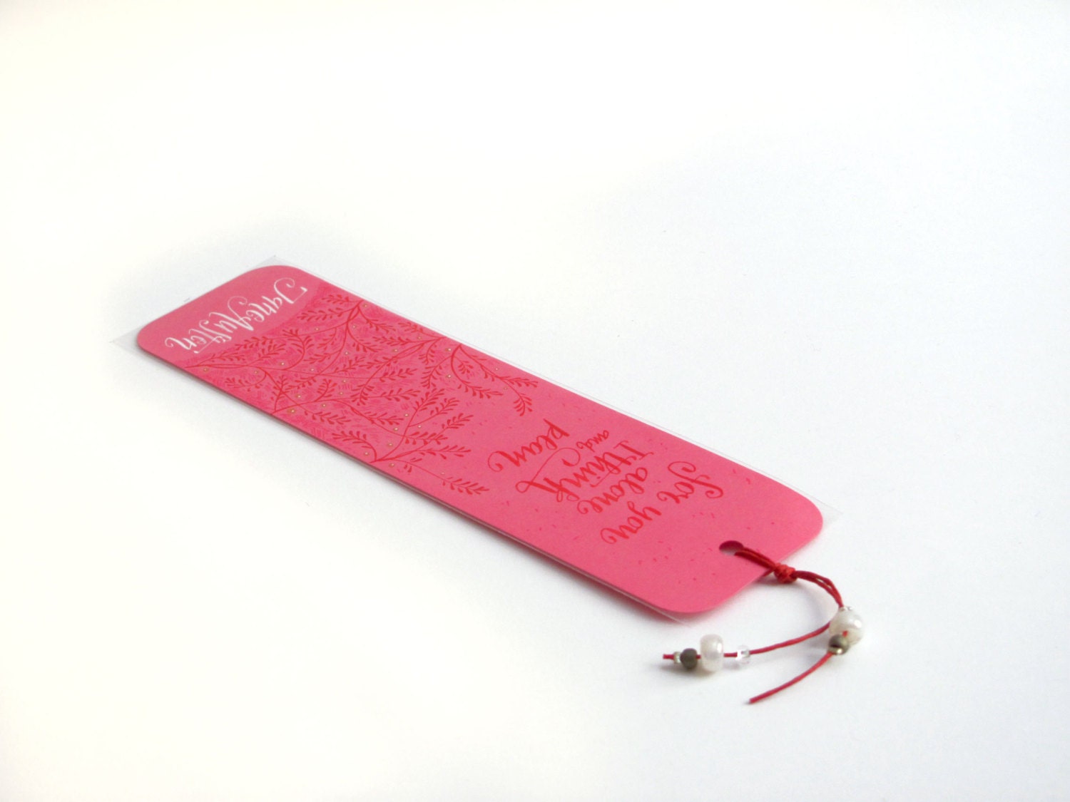 Jane Austen Persuasion bookmark, pink , with handwritten calligraphy - Captain Wentworth's letter