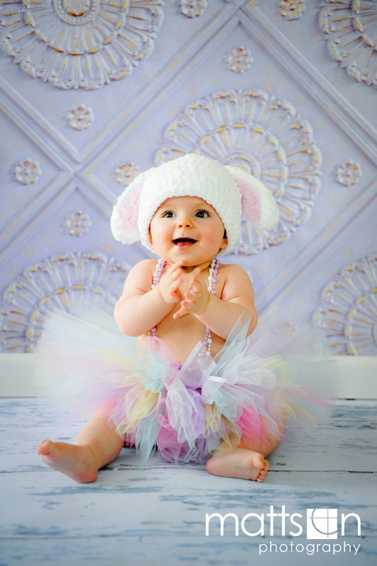 Halloween costume Bunny Tutu Crochet Hat Set Outfit  Newborn Infant Baby Toddler  Girl Pastel Photography Prop
