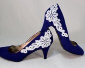 Royal Blue Lace Bridal shoes