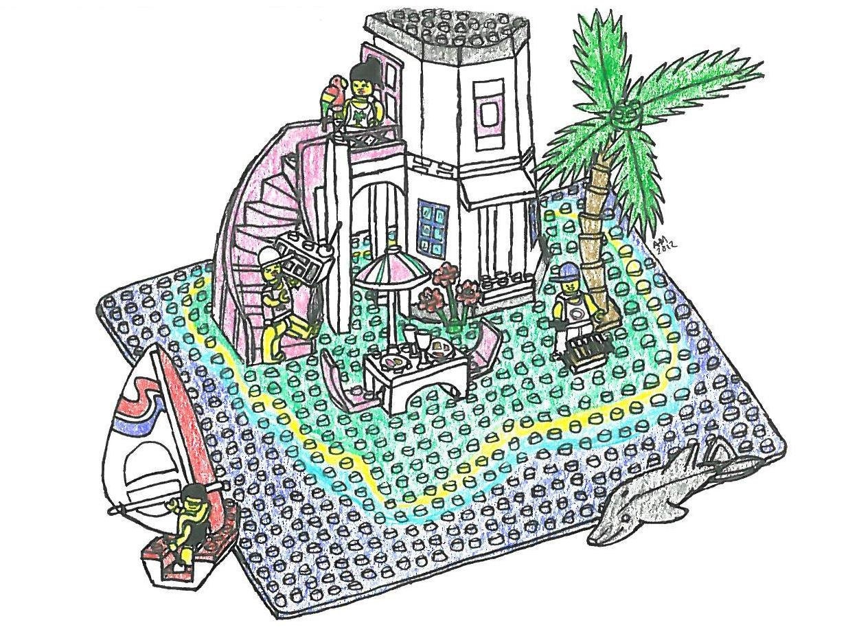 Original Drawing of Lego paradisa dolphin point set - Size A5 not framed
