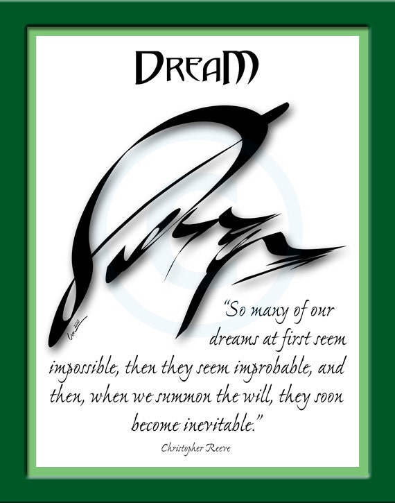 Dream, Word Art, Calligraphy, Illustration, Quotation, Symbol, Art Print, Art Poster, Giclee Print