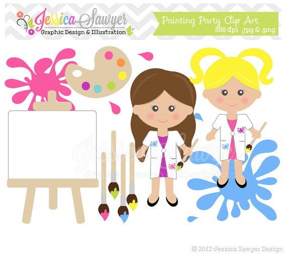INSTANT DOWNLOAD painting clipart - teacher supply clip art - school graphic - invitation image - commercial use - art class Il_570xn