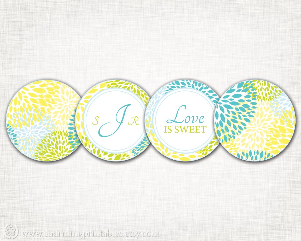Floral Cupcake Toppers- PRINTABLE DIY Digital File Party Circles - Wedding, Birthday, Shower, Party - Floral Collection