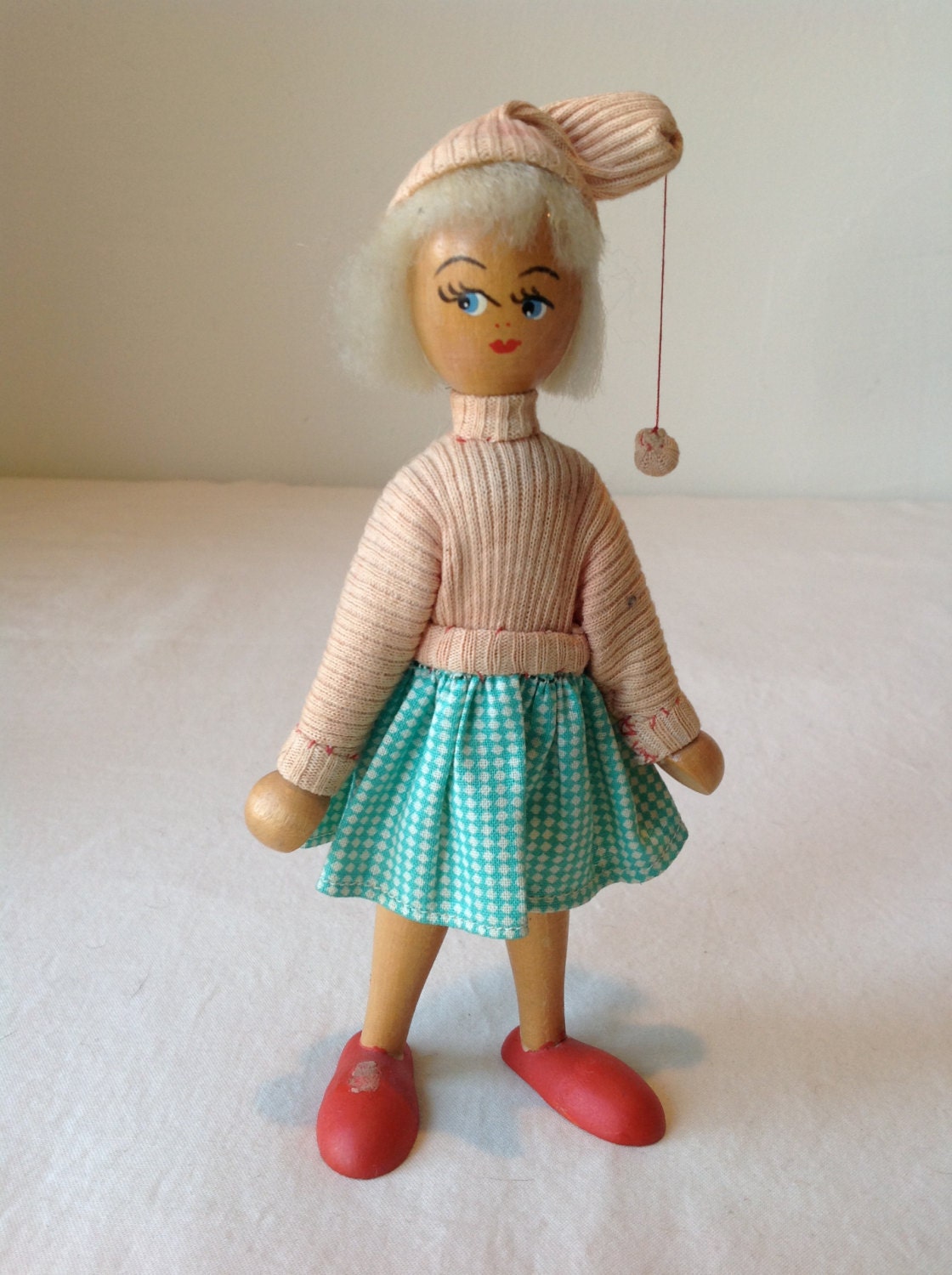 Vintage 50s Handmade Wooden Doll
