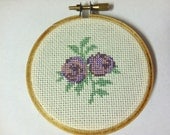 Pastel Purple Roses Cross Stitch Art - 3"