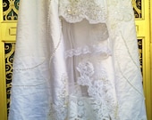 white & ivory beaded appliqued tulle satin asymmetrical boho princess wedding gown by mermaid miss k