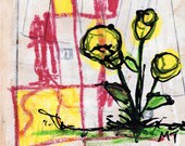 Still Threes - Mixed Media on Collage - 4" x 6" print