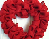 Red burlap heart wreath