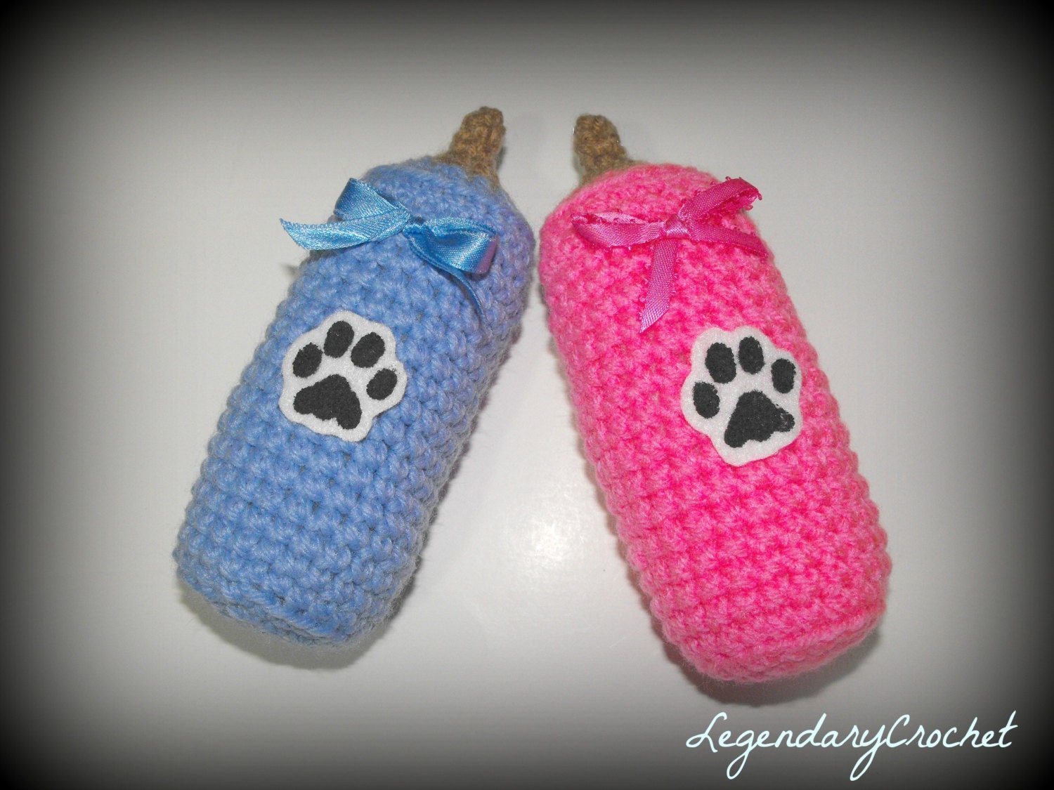 One Dog Toy - Fur Baby Bottle Dog Squeak Toy - Blue Or Pink