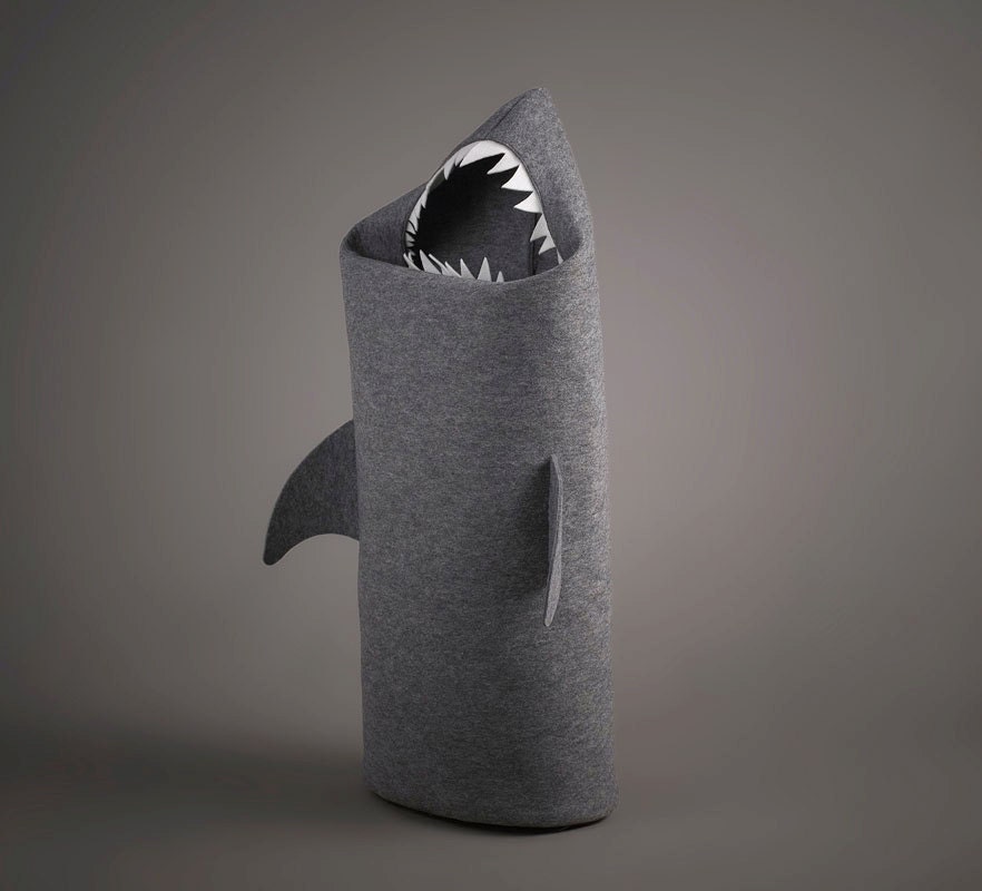 SHARK. Felt laundry basket for bathroom or children's room as a basket for toys.