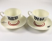 Mr & Mrs vintage teacups