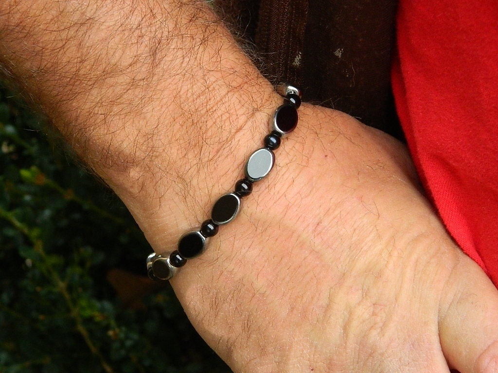 Mens bracelet black beaded