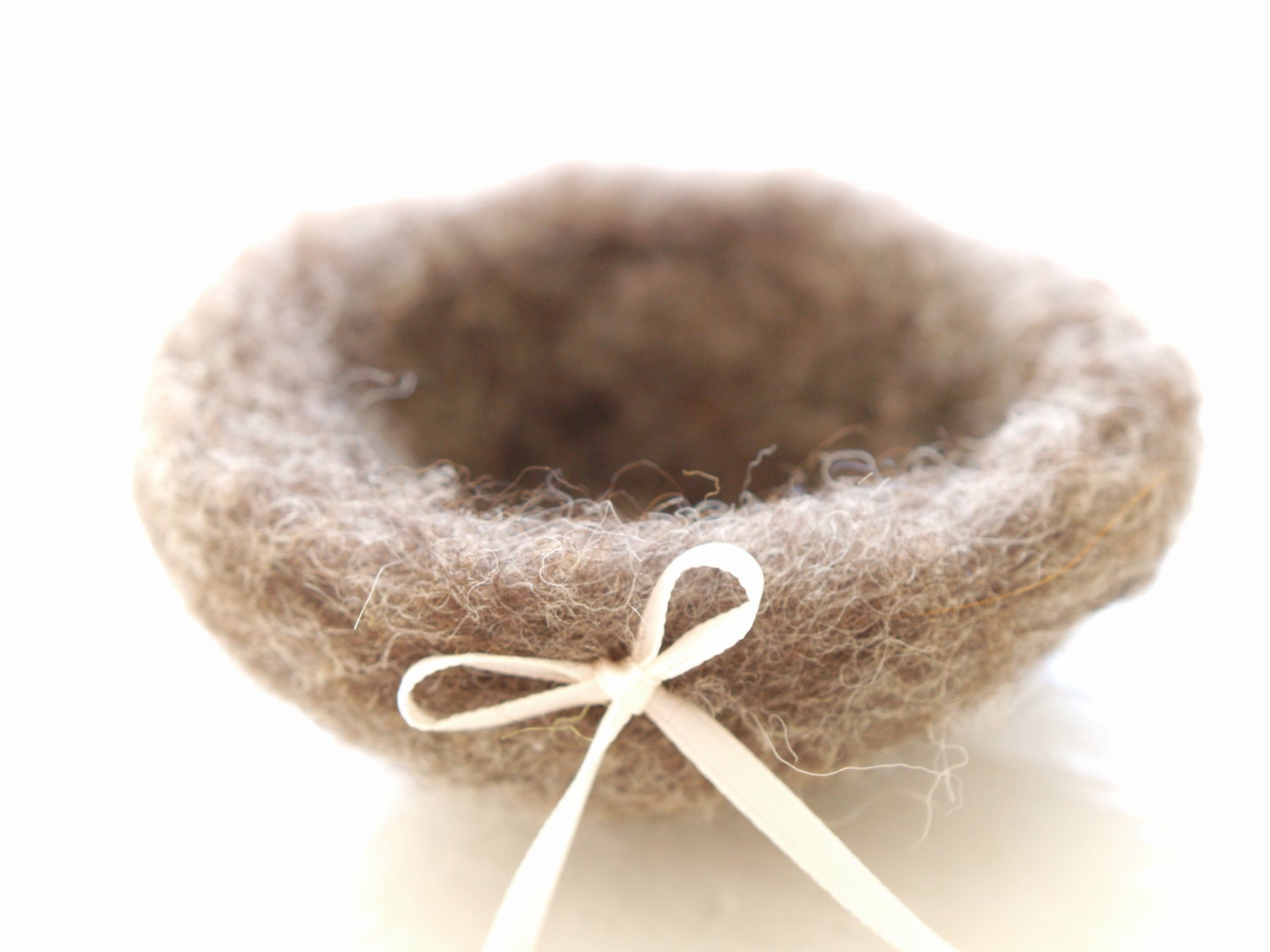 Rustic Wedding Ring Nest, Needle Felted Wedding Ring Bearers Pillow, Delightfully Beatuiful - woodland brown