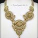 Soutache Picture Jasper beaded necklace in Olive, Cream and Gold
