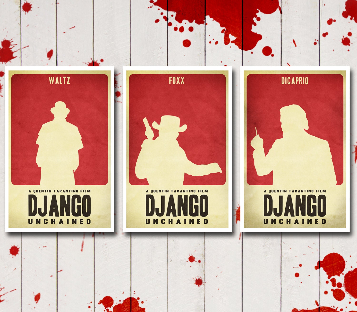 Django Unchained Minimalist Posters Trilogy - Inspired by the Quentin Tarantino Film - 11x17