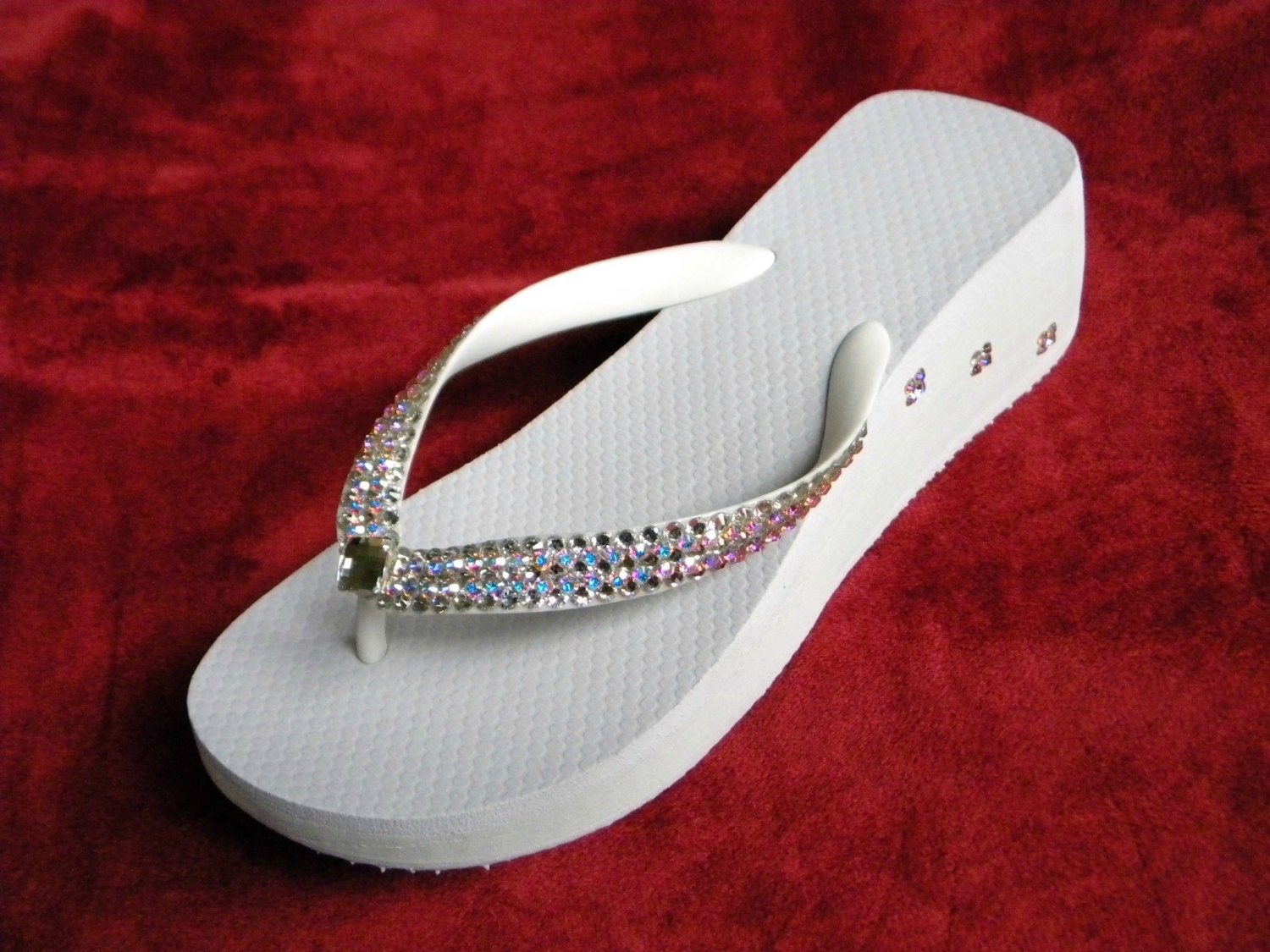 Glass Slippers Swarovski Crystal Ice Cap 3D Crystal AB Flip Flops Havaianas Cariris Womens Beach Thong Bridal Wedding Shoe