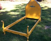 Vintage Twin Beds Original Paint in Yellow, Green, Red Accent