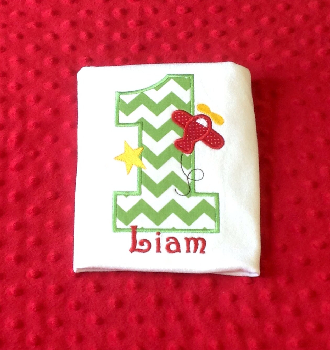 Boys 1st Birthday Applique Airplane and Birthday Number Chevron T-Shirt Or Onesie