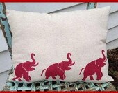collegiate pillow- alabama roll tide with three walking elephants- fiberfilled pillow, hand stitched closed.