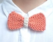 Small Coral and Cream Knit Bow