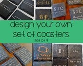 Completely Personalized Coasters (Set of 4) Logo, Wedding, Engagement, Housewarming, Anniversary, Office