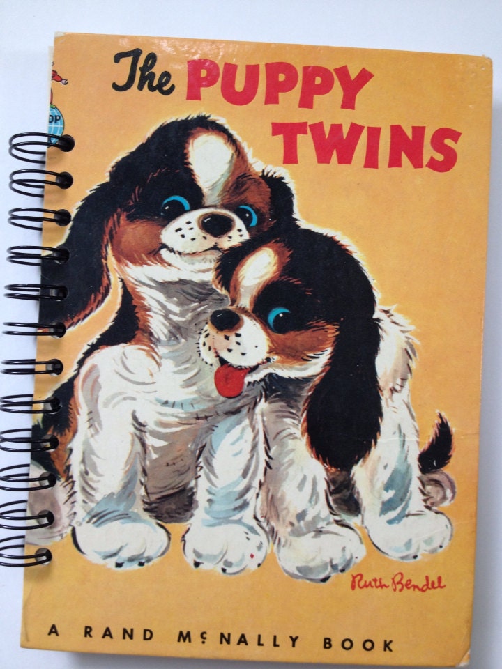 1959 Vintage Puppy Twins Book Recycled Childrens Book Journal