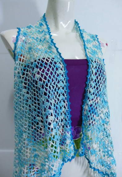 Crochet wearable , Vest,   Made to order , Crochet blouse , Spring, Women Top /  No.CB-015