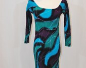 Vintage 80's Abstract Print Bodycon Dress