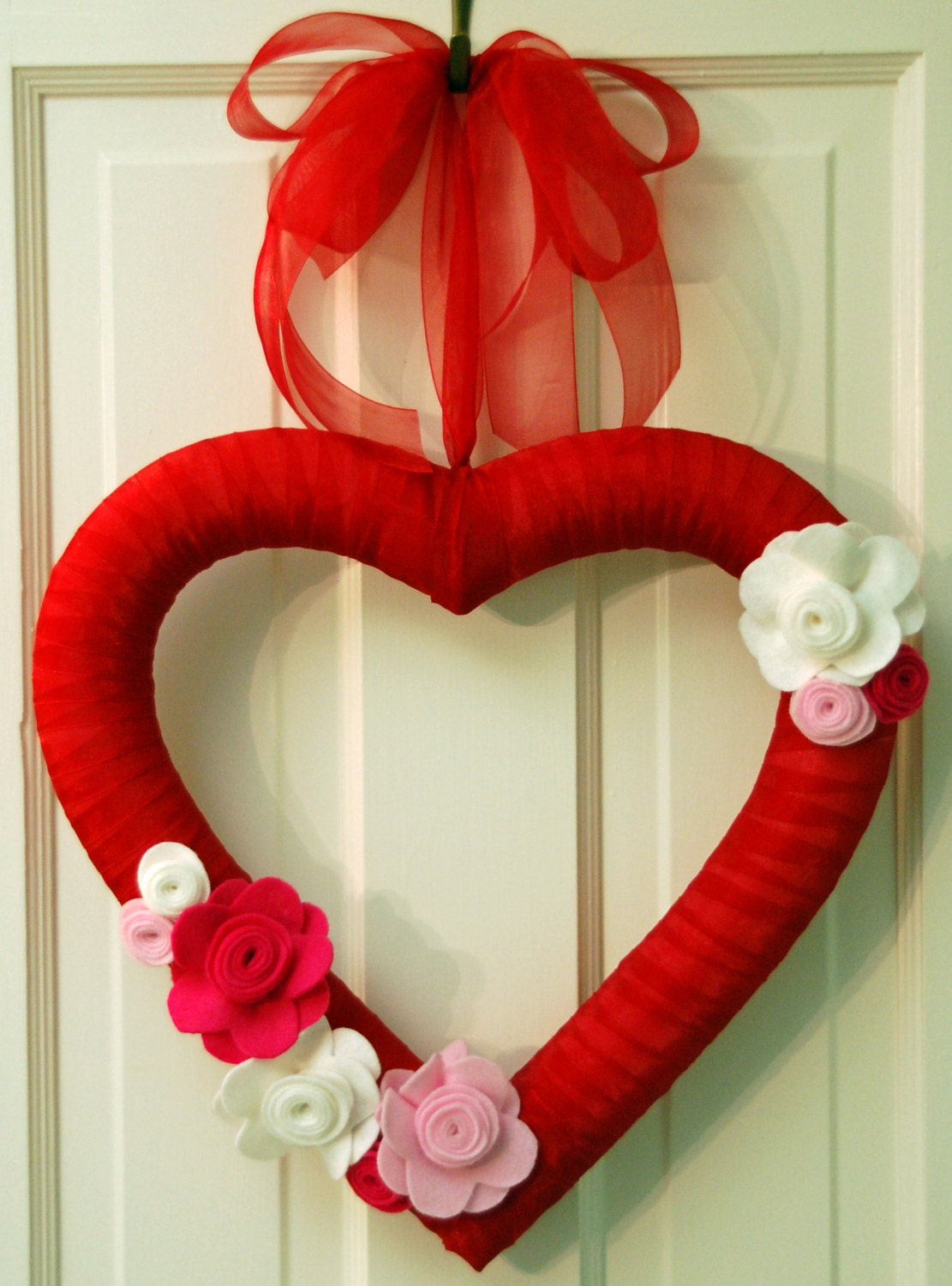 FREE SHIPPING...Heart with Flowers Wreath