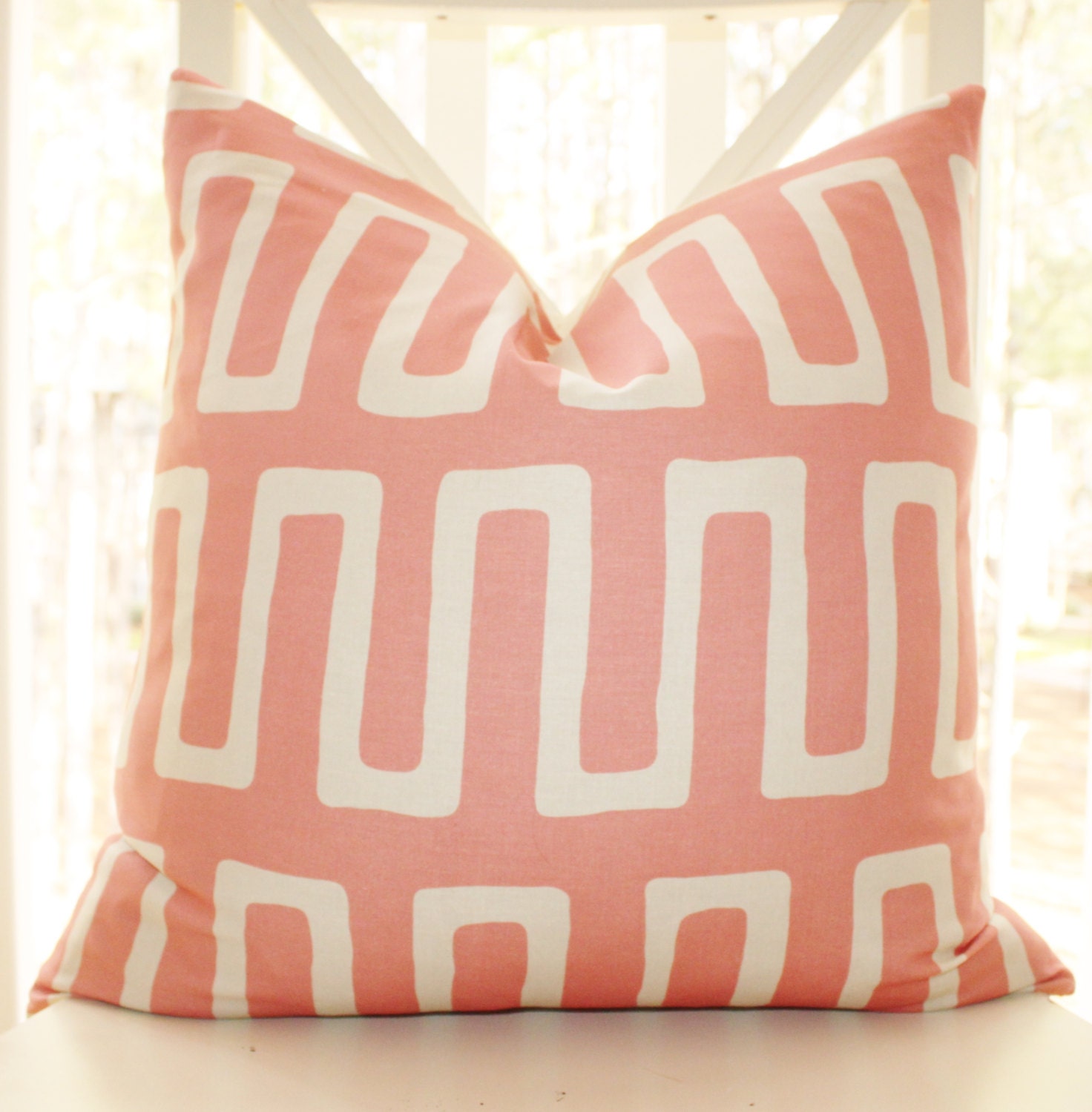 Decorative Pink Pillow - 18 x 18 Modern Geometric Pink Ivory Pillow Cover - Throw Pillow - Designer Pillow - Blush Pink  Pillow- Pale Pink