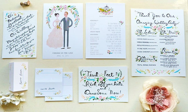 Spring Waterfall, Custom Wedding Program