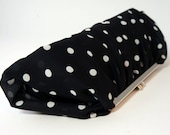 Polka Dot Clutch Purse - Navy Blue Black & White Polka Dot Party Handbag- Perfect Formal/Bridesmaid/Wedding Clutch