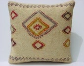 ORGANIC Modern Bohemian Home Decor,Turkish Kilim Pillow Cover  16" X 16",Tribal Pillow,Vintage Kilim Pillow,Soft Kilim Pillow,Throw Pillow