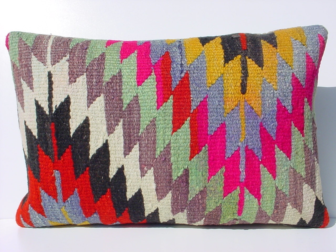 MODERN Bohemian Home Decor,Handwoven Turkish Kilim Lumbar Pillow Cover 20" X 14",Decorative Kilim Pillow,Lumbar Kilim Pillow,Throw Pillow