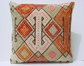 MODERN Bohemian Home Decor,Turkish Kilim Pillow Cover  18" X 18",Tribal Pillow,Vintage Kilim Pillow,Throw Pillow