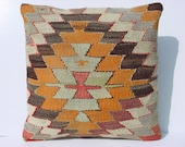 MODERN Bohemian Home Decor, Turkish Kilim Pillow Cover  16" X 16",Tribal Pillow,Vintage Kilim Pillow,Throw Pillow