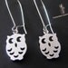 SALE, 10% OFF: Cute owl earrings in white gold, dangle earrings