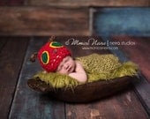Caterpillar set, crochet hat and cocoon, newborn photography, photo prop