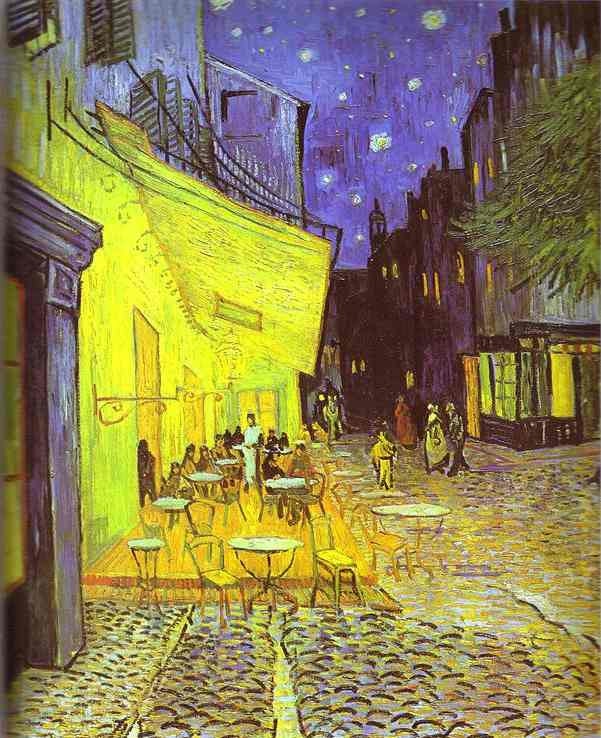 Cafe Terrace At Night Cross Stitch Pattern