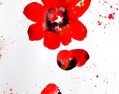 Flower Original watercolor Painting Ink Flower Abstract Art Flower Contemporary Art Flower Red Decor Flower Fine Art Flower Botanical