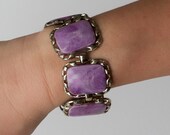 Vintage Coro Silver Tone Bracelet with Purple and White Swirled Lucite